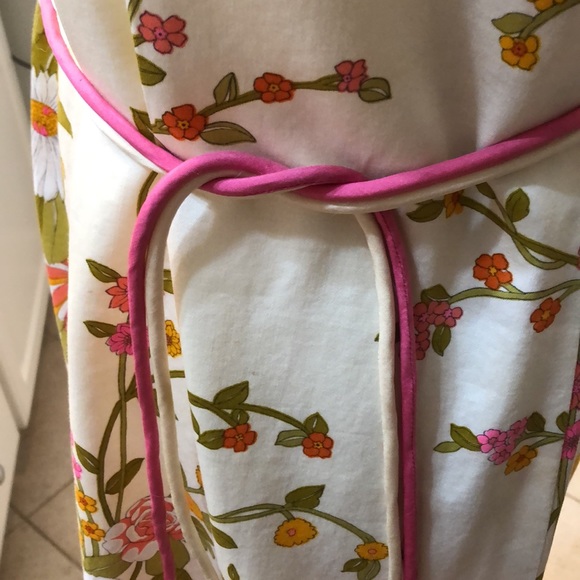 VINTAGE Cream Floral Midi Dress w/Belt - Picture 5 of 5